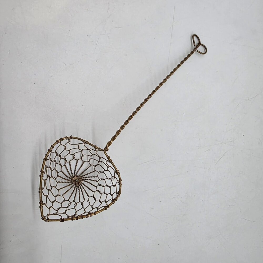 Set Of 5 Vintage Brass Wire Heart Shaped Colander Spoons Strainers 9" - Picture 8 of 8